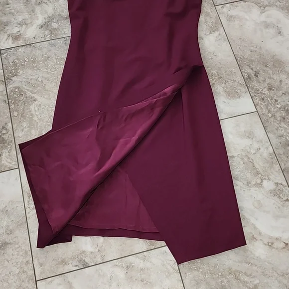 THEORY WRAP FRONT WOOL PENCIL SHEAL BURGUNDY LINED DRESS EUC SIZE 2
